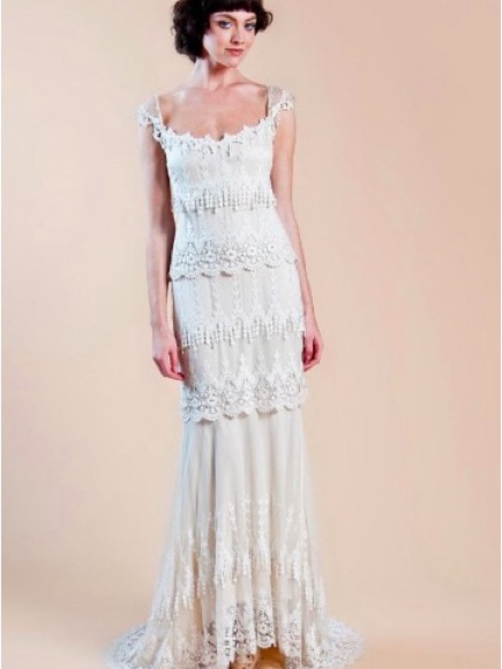 Claire Pettibone Kristene Ivory Lace Tiered wedding Dress